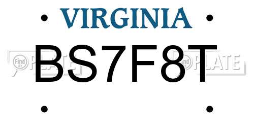 BS7F8T Virginia License Plate