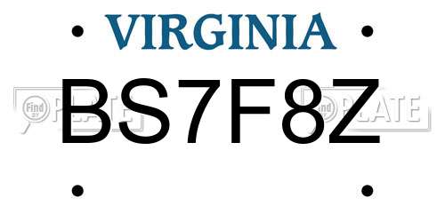 BS7F8Z Virginia License Plate