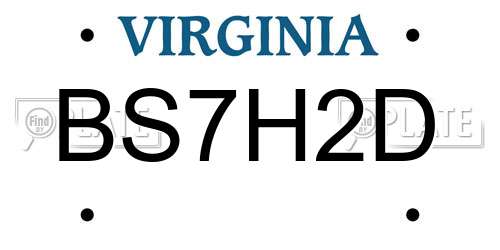 BS7H2D Virginia License Plate