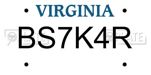 BS7K4R Virginia License Plate