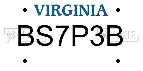 BS7P3B Virginia License Plate