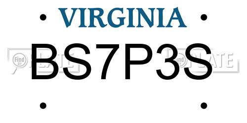 BS7P3S Virginia License Plate