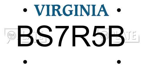 BS7R5B Virginia License Plate