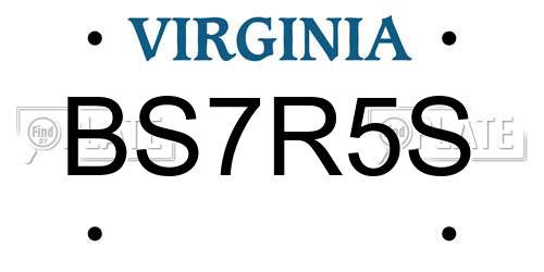 BS7R5S Virginia License Plate