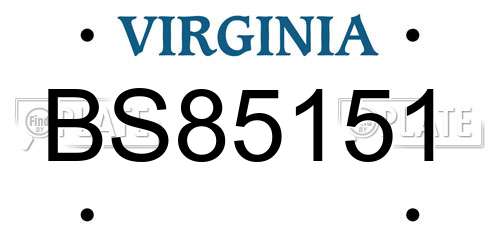 BS85151 Virginia License Plate