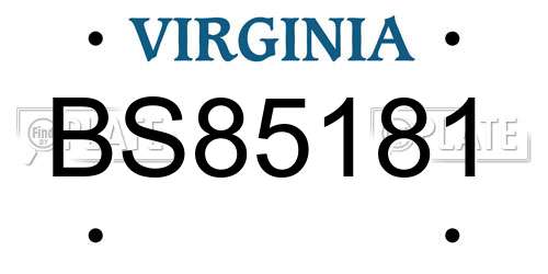 BS85181 Virginia License Plate