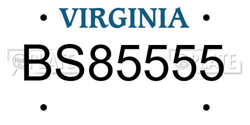BS85555 Virginia License Plate