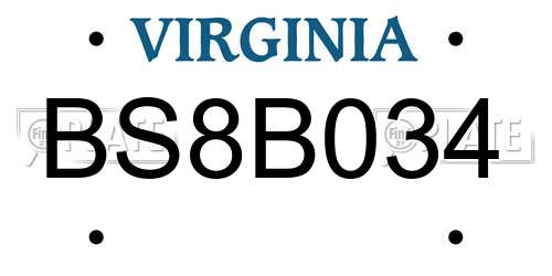 BS8B034 Virginia License Plate