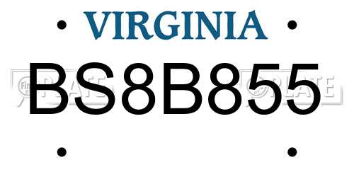 BS8B855 Virginia License Plate