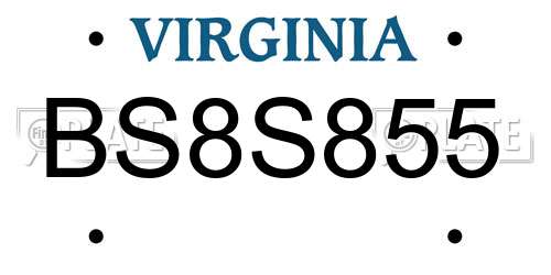 BS8S855 Virginia License Plate