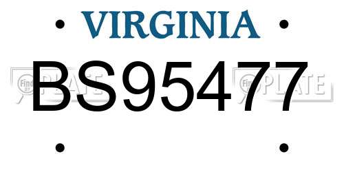 BS95477 Virginia License Plate
