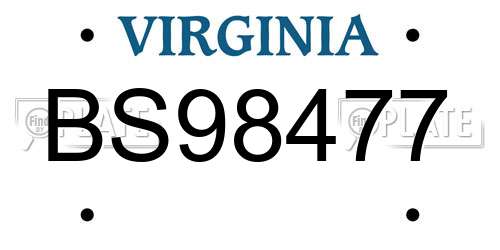 BS98477 Virginia License Plate