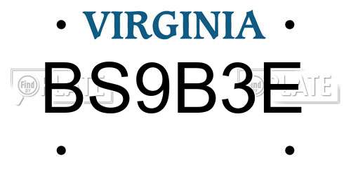 BS9B3E Virginia License Plate