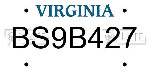 BS9B427 Virginia License Plate
