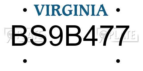 BS9B477 Virginia License Plate
