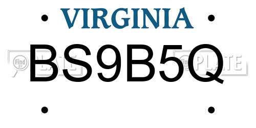 BS9B5Q Virginia License Plate