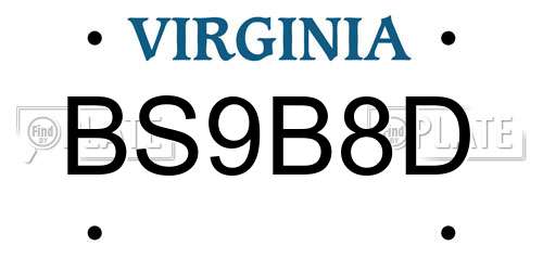 BS9B8D Virginia License Plate