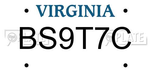BS9T7C Virginia License Plate