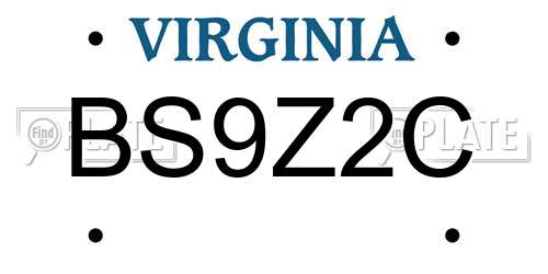 BS9Z2C Virginia License Plate