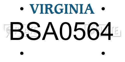 BSA0564 Virginia License Plate