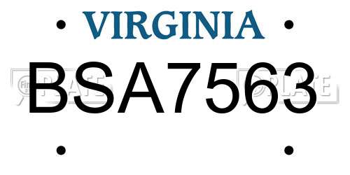 BSA7563 Virginia License Plate