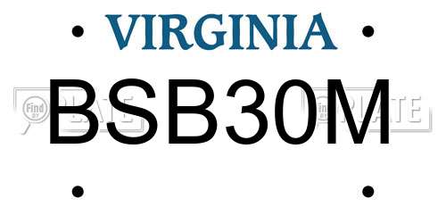 BSB30M Virginia License Plate