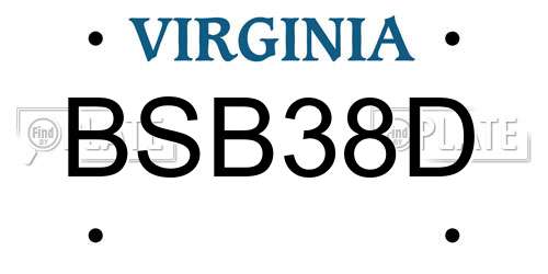 BSB38D Virginia License Plate