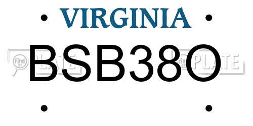BSB38O Virginia License Plate