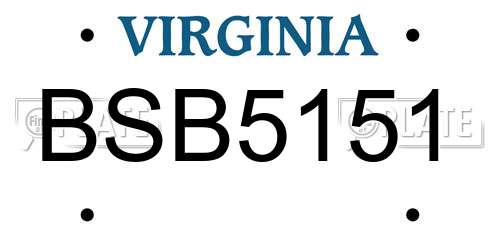 BSB5151 Virginia License Plate