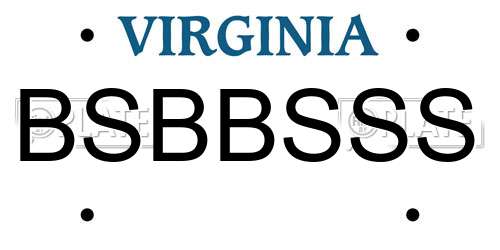 BSBBSSS Virginia License Plate