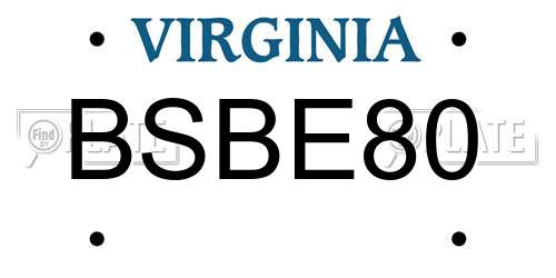 BSBE80 Virginia License Plate