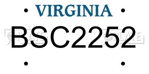 BSC2252 Virginia License Plate