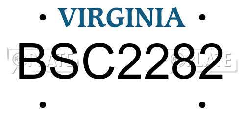 BSC2282 Virginia License Plate