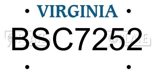 BSC7252 Virginia License Plate