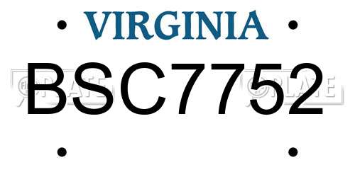 BSC7752 Virginia License Plate