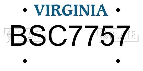 BSC7757 Virginia License Plate