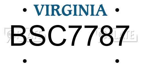 BSC7787 Virginia License Plate