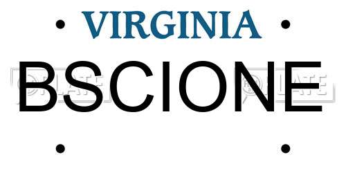 BSCIONE Virginia License Plate