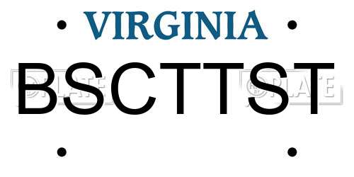 BSCTTST Virginia License Plate