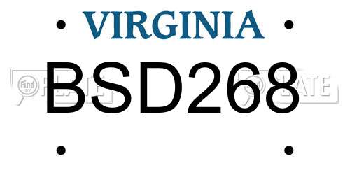 BSD268 Virginia License Plate