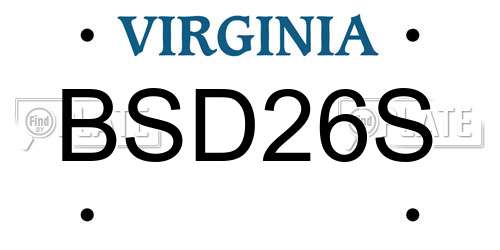 BSD26S Virginia License Plate