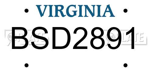 BSD2891 Virginia License Plate