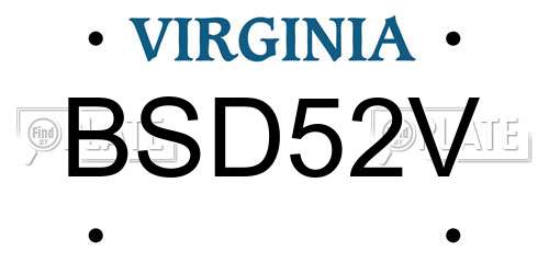 BSD52V Virginia License Plate