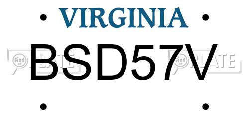 BSD57V Virginia License Plate