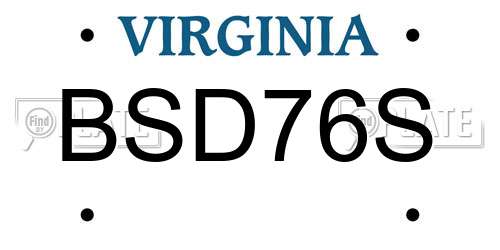 BSD76S Virginia License Plate