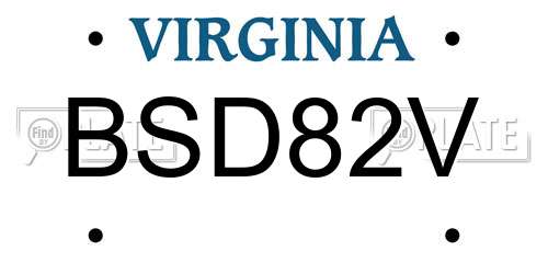 BSD82V Virginia License Plate