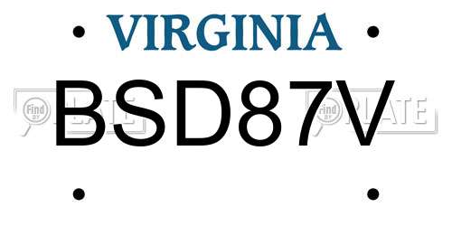 BSD87V Virginia License Plate