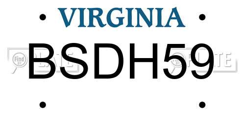 BSDH59 Virginia License Plate