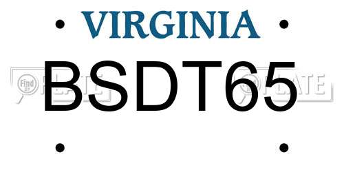 BSDT65 Virginia License Plate