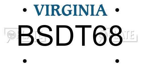 BSDT68 Virginia License Plate